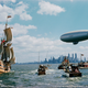 Illustration for article titled Airship Greets a Time-Traveling Mayflower in New York Harbor